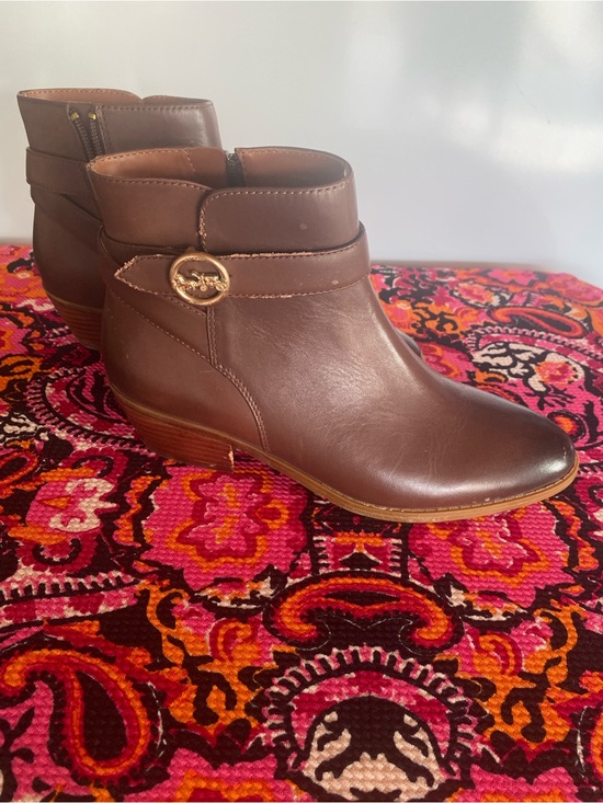 Coach Shoes - COACH brand Brown Leather Ankle Boots with Side Zip 7